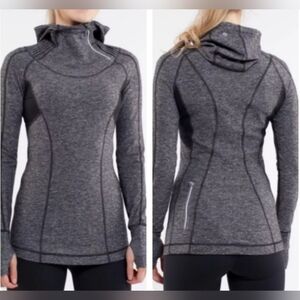 Lululemon Run: Back On Track Pullover Gray Black Hooded Sz 6